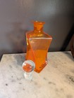VINTAGE MID CENTURY MODERN TANGERINE ORANGE DECANTER CLEAR STOPPER — photo 2