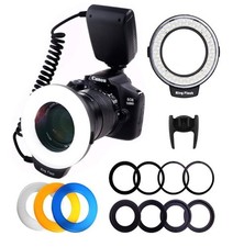 LED Ring Flash Light for DSLR Camera with LCD Control Color Filters