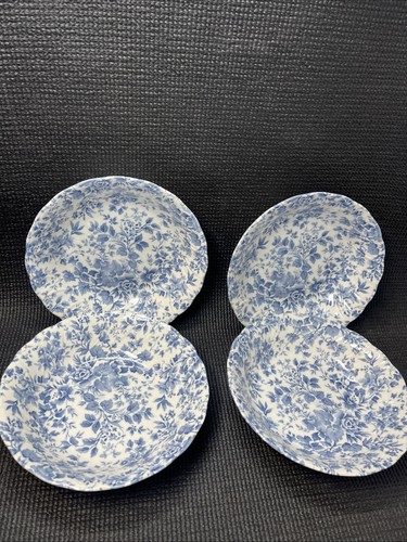4 Nikko Tableware Blue Tea Roses Soup Cereal Soup Bowls 7.75” Blossom Time