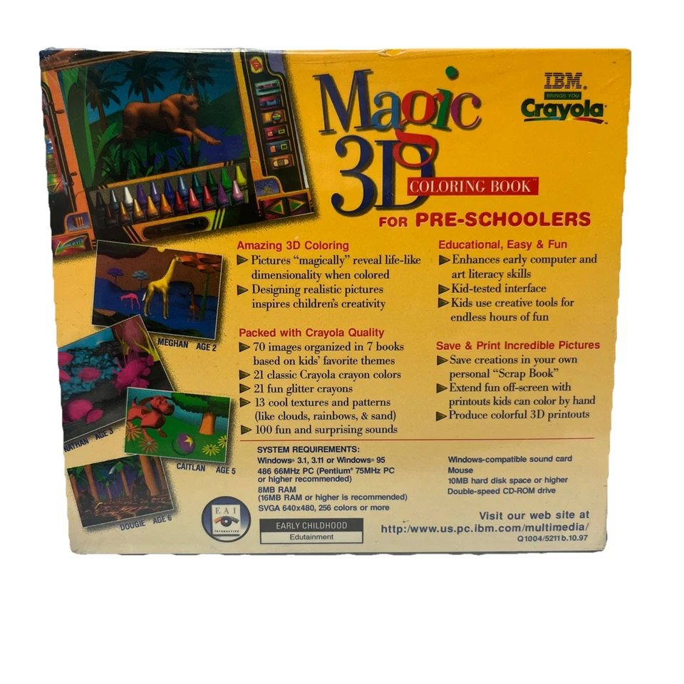 Crayola Magic 3D Coloring Book (Ages 2+) PC CD for Windows -sealed L7 - Image 2 of 2