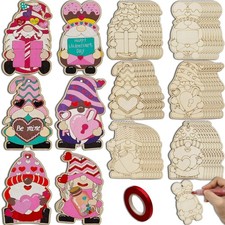 48 Wooden Gnome Craft Kits for DIY Valentine's Day Decor and Painting