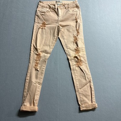 Refuge Distressed Skinny Jeans Womens 4 Fits Like 28x27 Y2K Pink Denim