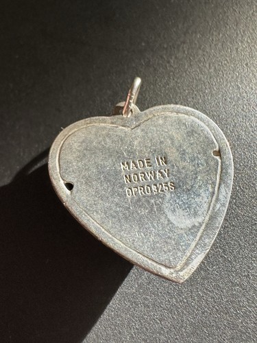 Colgante Opro Plata Esterlina 925 Noruega Noruego De Colección Estate Heart 1104 - Imagen 10 de 12