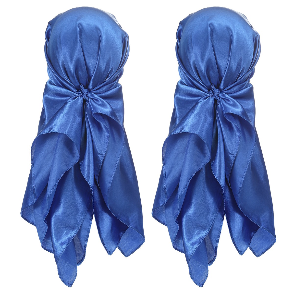 2Pcs 35 Inch Square Satin Head Scarf Silk Feeling Hair Scarf, Navy