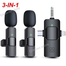 3IN1 Lavalier Microphone Wireless Audio Video Recording Mic For Android iPhone