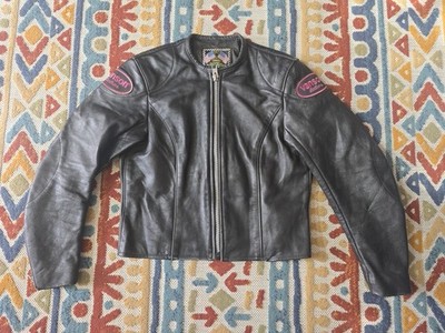 VTG Vanson Leather Womens Collarless Moto Jacket Black Size 10