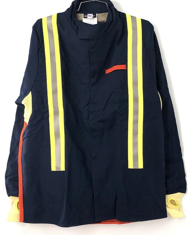 Marina Men's High Vis Reflective Safety Jacket Navy Blue Wool Blend Sz M USA