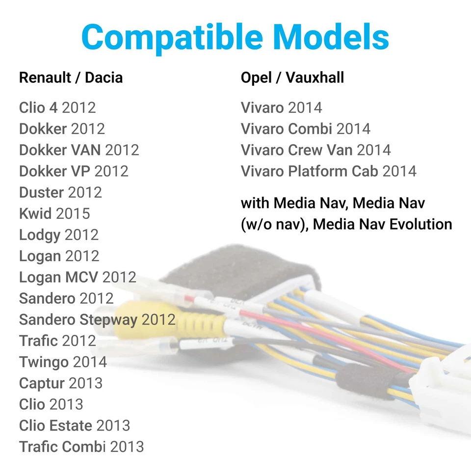 Opel Dacia Renault Reverse Camera Kit With 24 Pin Cable Wire Harness - Image 2 of 4