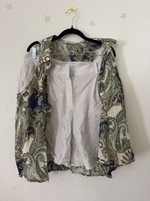 MNG Mango Women s Summer Lot Paisley Sleeveless Blouse Seersucker Shorts