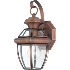 Quoizel NY8315 Copper Newbury 1-Light 12"H Outdoor Wall Sconce With Clear Glass