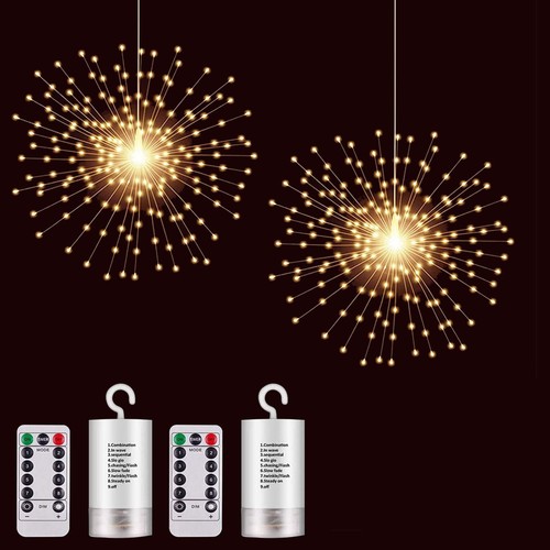 Button Firework Pattern 200 LED Starburst Sphere Lights - 2 Pack Fireworks String Lights with ...