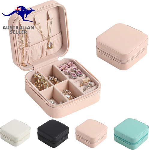 T Mini Small Portable Travel Jewelry Organiser Box with Zipper Storage Case for - Picture 10 of 12