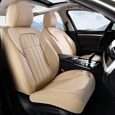 Seat Cover, Car Seat Covers Front Set, Waterproof Leather Car Frontpair Beige
