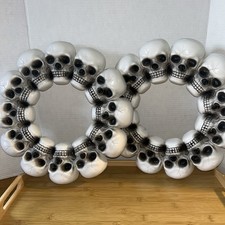 Skull Halloween Plastic Wreath Decoration Set Of 2 Goth Dark 15 in Party Decor