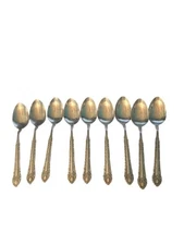 Set/Lot of 9 Vintage Teaspoons Flatware Japan Floral Stainless Steel