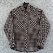 Vintage Wrangler Shirt Mens Medium Plaid Pearl Snap Long Sleeve Western Rancher