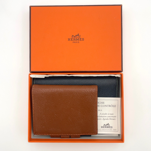 Auth Hermes Agenda PM Z/Mini G Engraved Leather Set2 W/Box BA060108 - Picture 2 of 22