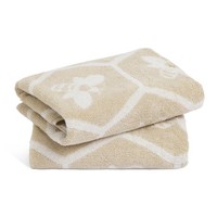 2 Pack Cotton Hand Towels Beige Bee Design 90 x 50cm Soft Absorbent Used