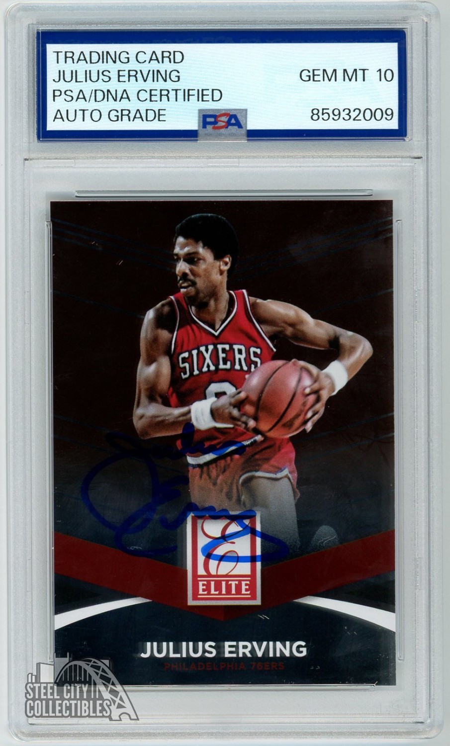 Julius Erving 2014-15 Panini Donruss Elite Autograph Card #83 PSA/DNA 10