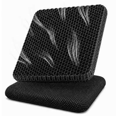 Gel Seat Cushion for Long Sitting   Double-Layer Honeycomb Cooling Chair Black