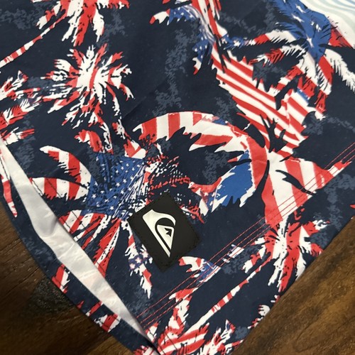 NWT Quiksilver Boy's Red Blue Everyday Panel Board Shorts Youth Size 17. A3 - Picture 3 of 8