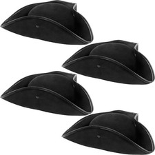 SGBETTER 4 Pack Black Pirate Tricorn Hat Buccaneer Halloween Cosplay