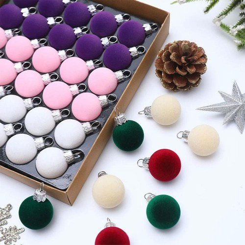 Confezione 30 Palline Albero Di Natale Floccate Velluto Decorative Y9V7 - Foto 7 di 20
