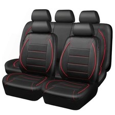 CAR PASS Universal FIT Piping Leather Car Seat Cover, for Red Black