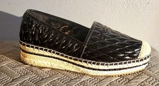 EUC KARL LAGERFELD PARIS Desta Quilted Leather Platform Espadrilles Black 11M