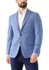 Tommy Hilfiger Men's Check Modern-Fit Sport Coat - Light Blue, 38REG
