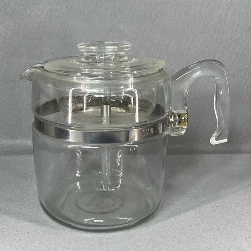 Vintage Pyrex Flameware 7759-B Glass 9 Cup Percolator Coffee Pot Complete