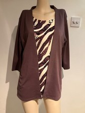 Charlotte Gold Lila Braun Doppellagig Pullover Pulli Oberteil Gr. UK 20 XL Freizeit