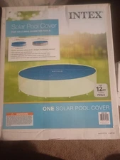 Intex 12 Ft Round Easy Set and Metal Frame Swimming Pool Solar Tarp (Box Damage)