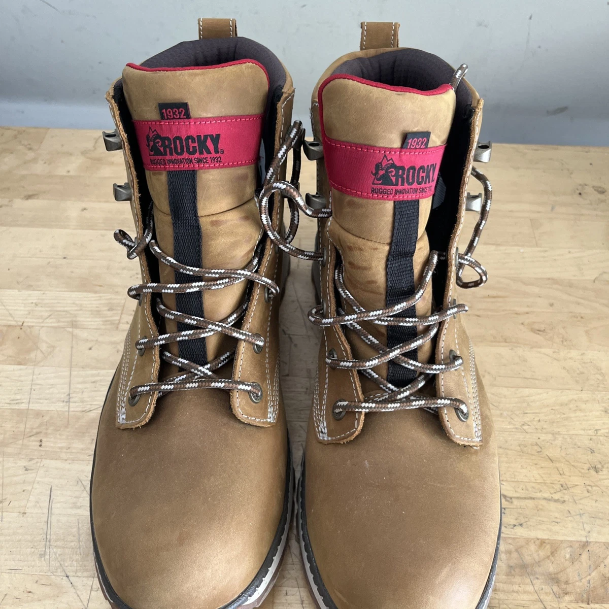 Rocky Mens 8.5M Packer Boots Brown Leather Lace Up Western Cowboy Work VTG 2843 VTG Justin 563 Lacer Mens Size 8.5 D Brown | Mercari main image 4