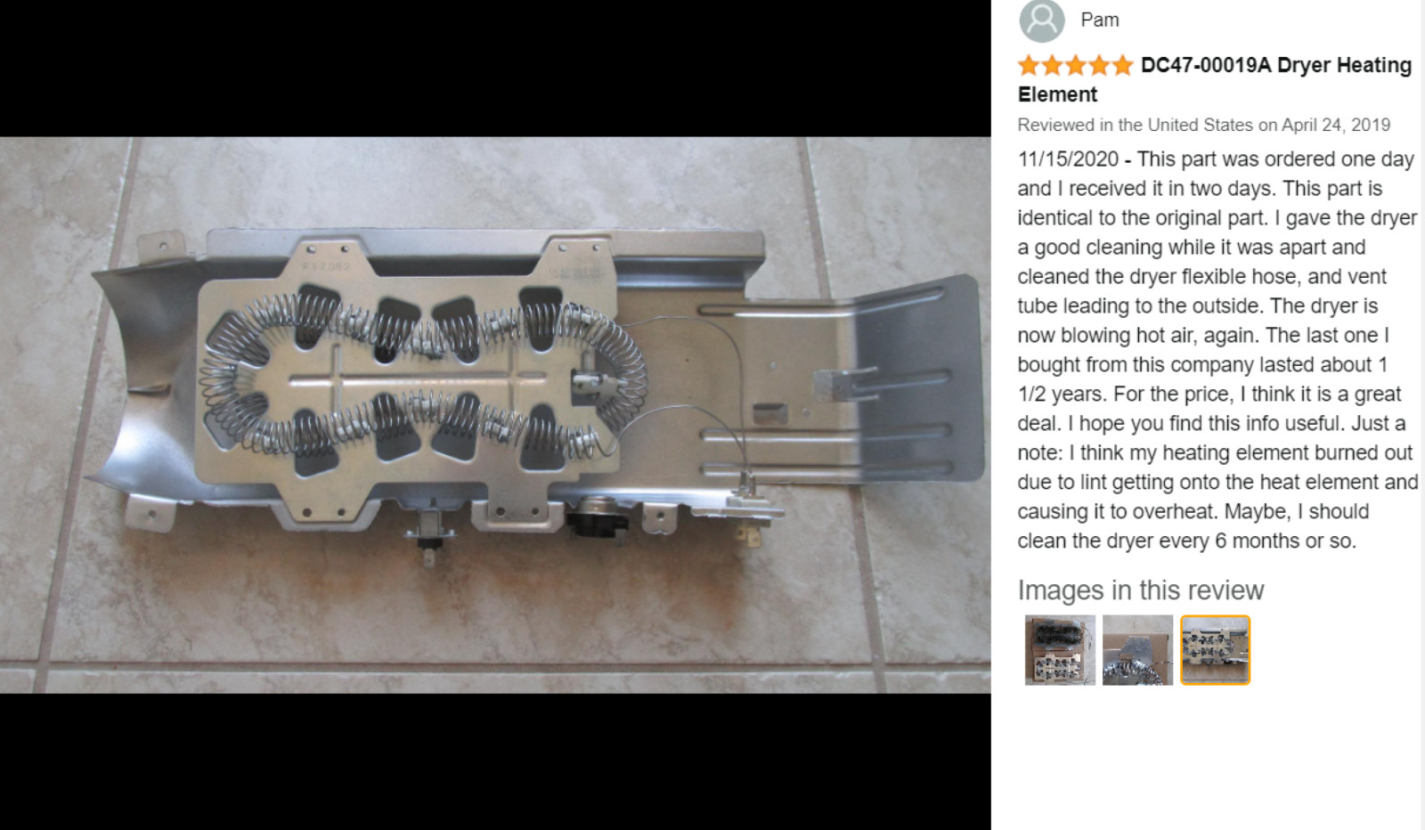 DC47-00019A Dryer Heating Element For Samsung Whirlpool Replacement 35001247
