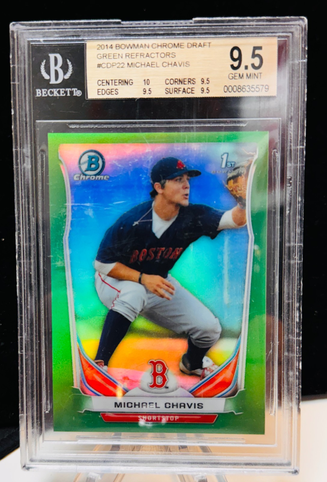 BGS 9.5 Michael Chavis 1st Bowman Chrome Green Refractor