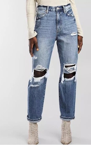 KanCan Signature Jeans Womens High Rise Straight Distressed Size 27 - Picture 1 of 8
