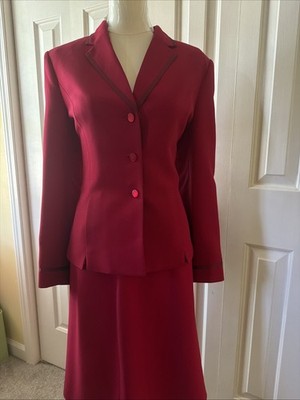 Kasper A.S.L. Red Power Suit Set with Silk ribbon sash Size 12