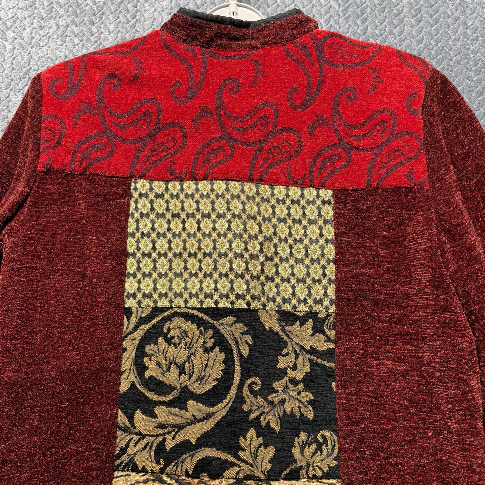 Julia Kim Patchwork Chenille Jacket M Red Tapestr… - image 8