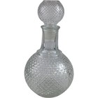Glass Decanter with Stopper Clear Crosshatch Pattern