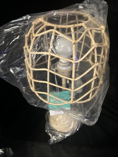 Pillowfort-Rattan Table Lamp-Natural Color-Open Dome Lamp Shade-Desk Light-NIB - Picture 3 of 3