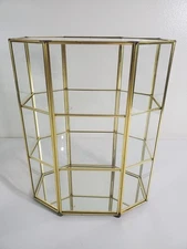 VTG Brass & Glass Tabletop Display Case Curio Cabinet Mirrored 