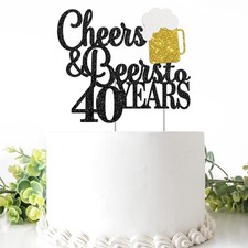 Cheers  Beers to 40 Years Cake Topper Happy 40th Birthday Cake Topper 40th A...