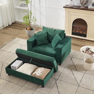 Chaise Lounge Chair with Removable Storage Ottoman Accent Sofa Bed Upholstered