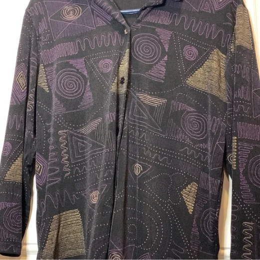 Abstract Geometric Patterned Print Long Sleeve Co… - image 2