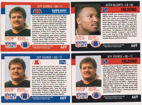 1990 Pro Set Jeff George/Keith McCants 4 Card Draft Day Set - Picture 2 of 2