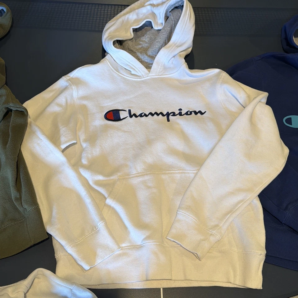 Champion Sudaderas con Capucha Talla Juvenil Grande Lote De 5 Blanco Gris Azul Verde Foto 3 de 4