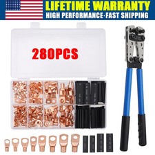 280Pcs Copper Lugs Ring Terminals Bare Battery Welding Crimp Wire Connectors Kit