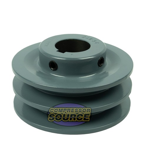 3.5" Cast Iron Pulley for 1" Shaft 2 Groove V Style A Belt 4 L Single Piece - Picture 5 of 8