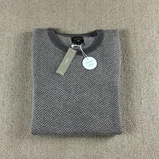 J.Crew Men's 100% Cashmere Sweater Brown Herringbone Jaquard Sz M NWT MSRP $178